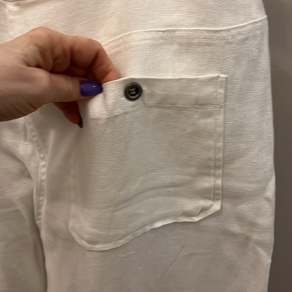 Eileen Fisher Wide Leg Pants Organic Linen Cropped White Size 12 - Picture 8 of 12